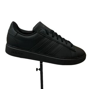 Adidas Men's Grand Court 2.0 Low Top Casual Sneakers Size 8.5 Solid Black Shoes